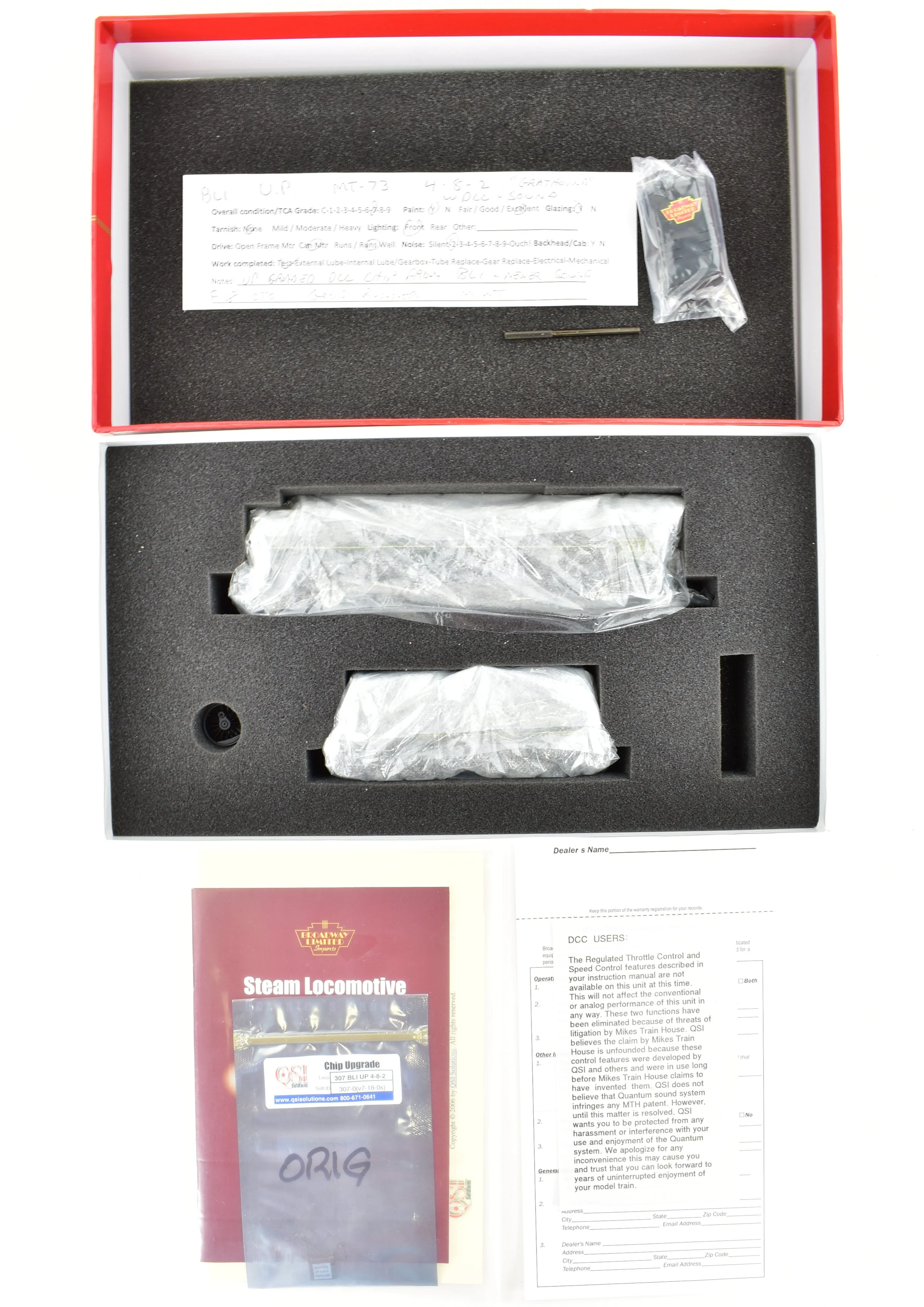 HO CON BLI - Broadway Limited Imports UP - Union Pacific MT-73 4-8-2 QSI DCC and Sound "Greyhound" - Image 21