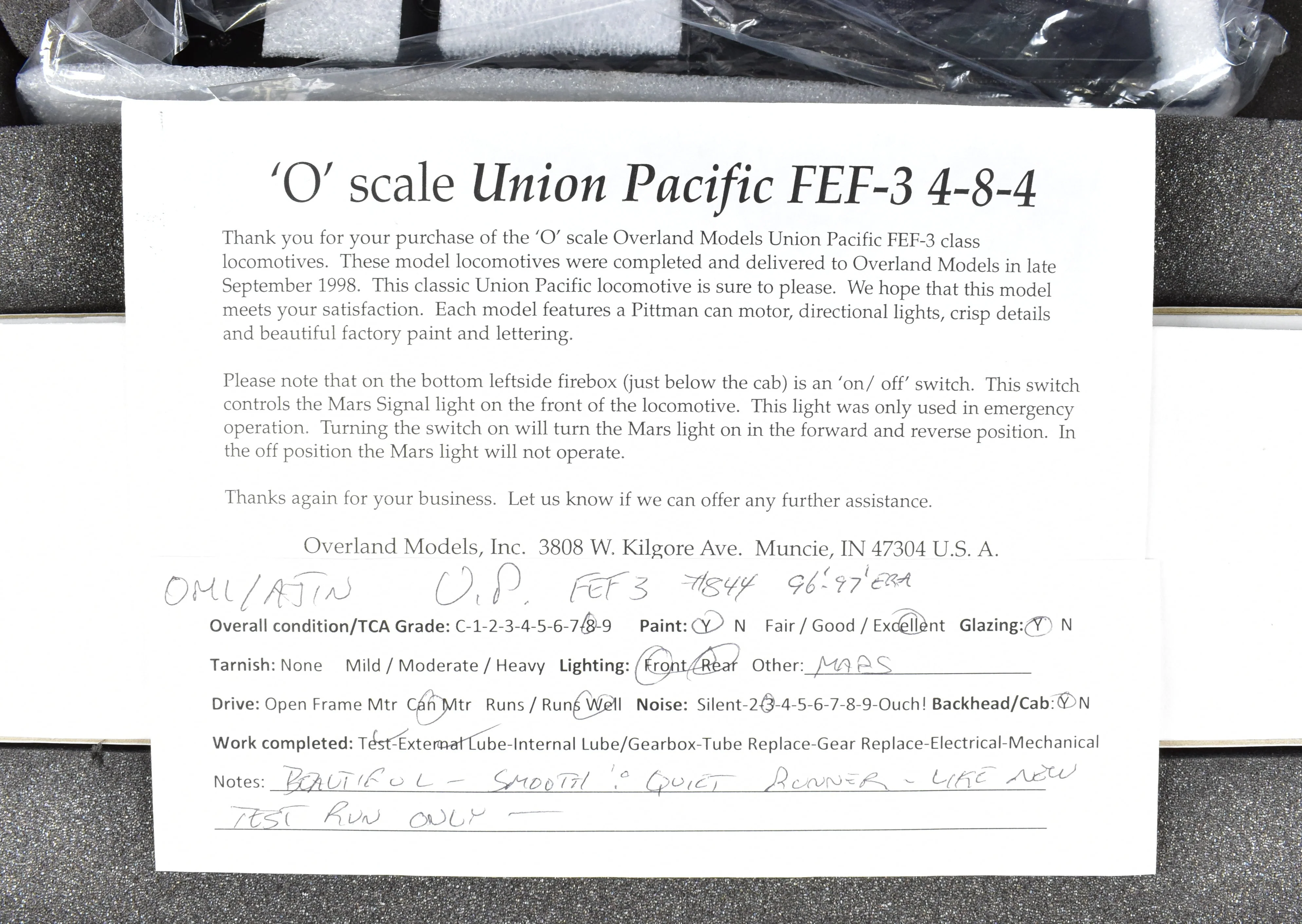 O Brass CON OMI - Overland Models, Inc. UP - Union Pacific FEF-3 4-8-4 1996, 1997 Excursion Era Version - Image 25